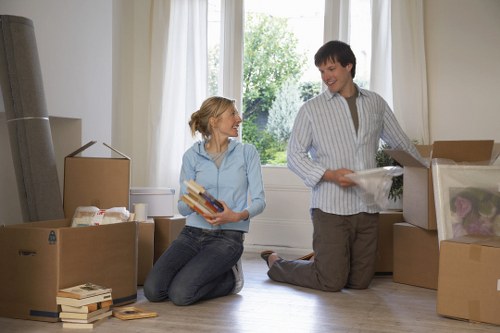 Packed boxes and furniture ready for transport during a Croydon relocation