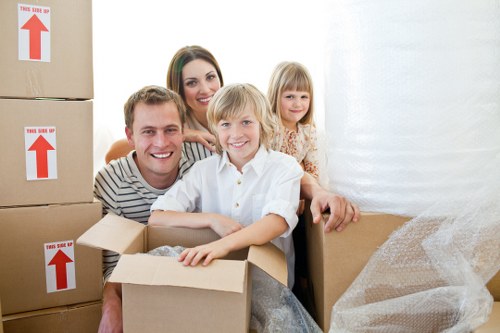 Organised student boxes and household items ready for removals